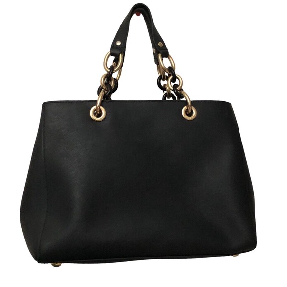 Michael Kors 30S3TCYS2L Cynthia Medium Satchel Black / 001 Calfskin Tote Bag - Picture 2 of 12